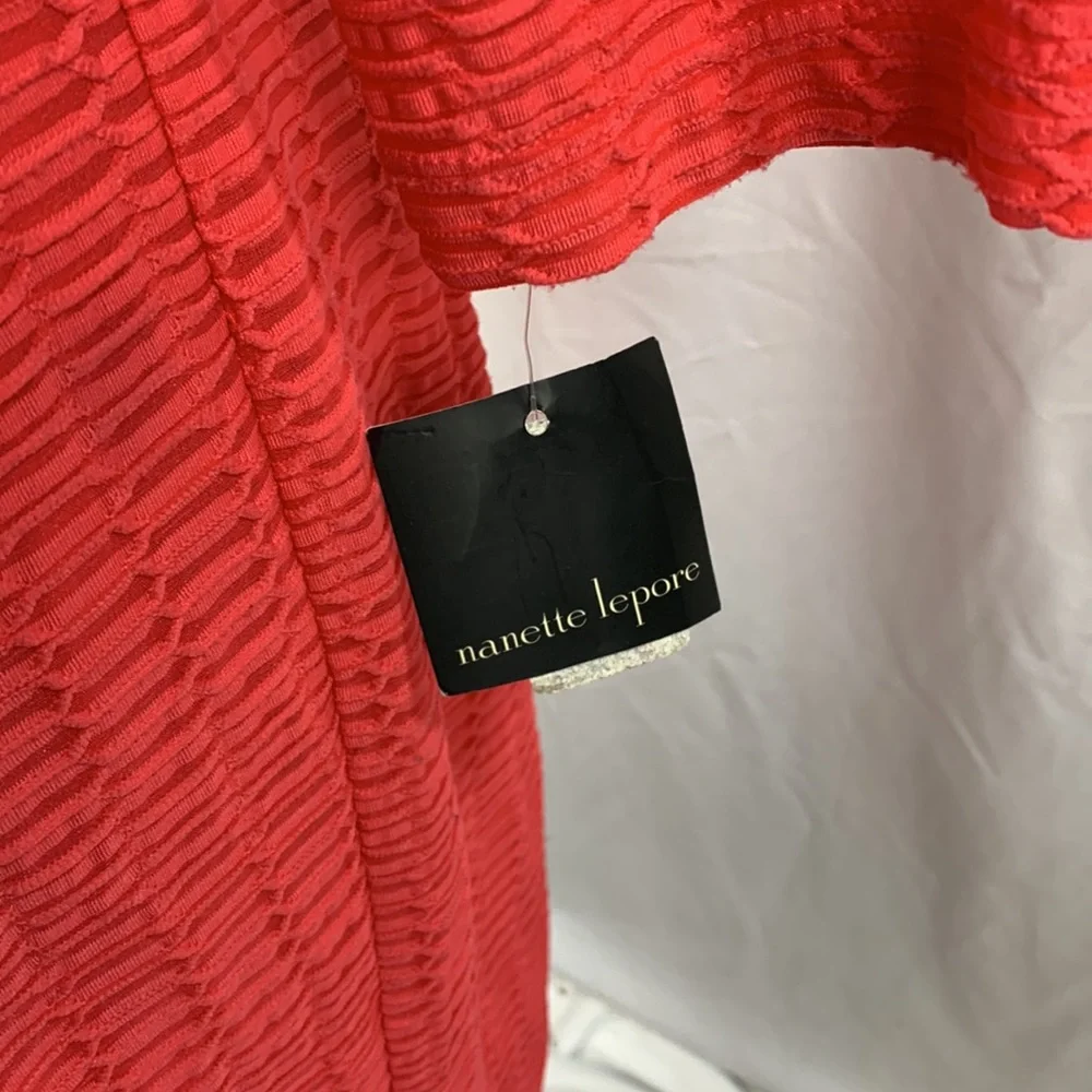 NWT Nanette Lepore Vibrant Coral 3/4 Sleeve Boat Neck Sheath Dress - Picture 3 of 11